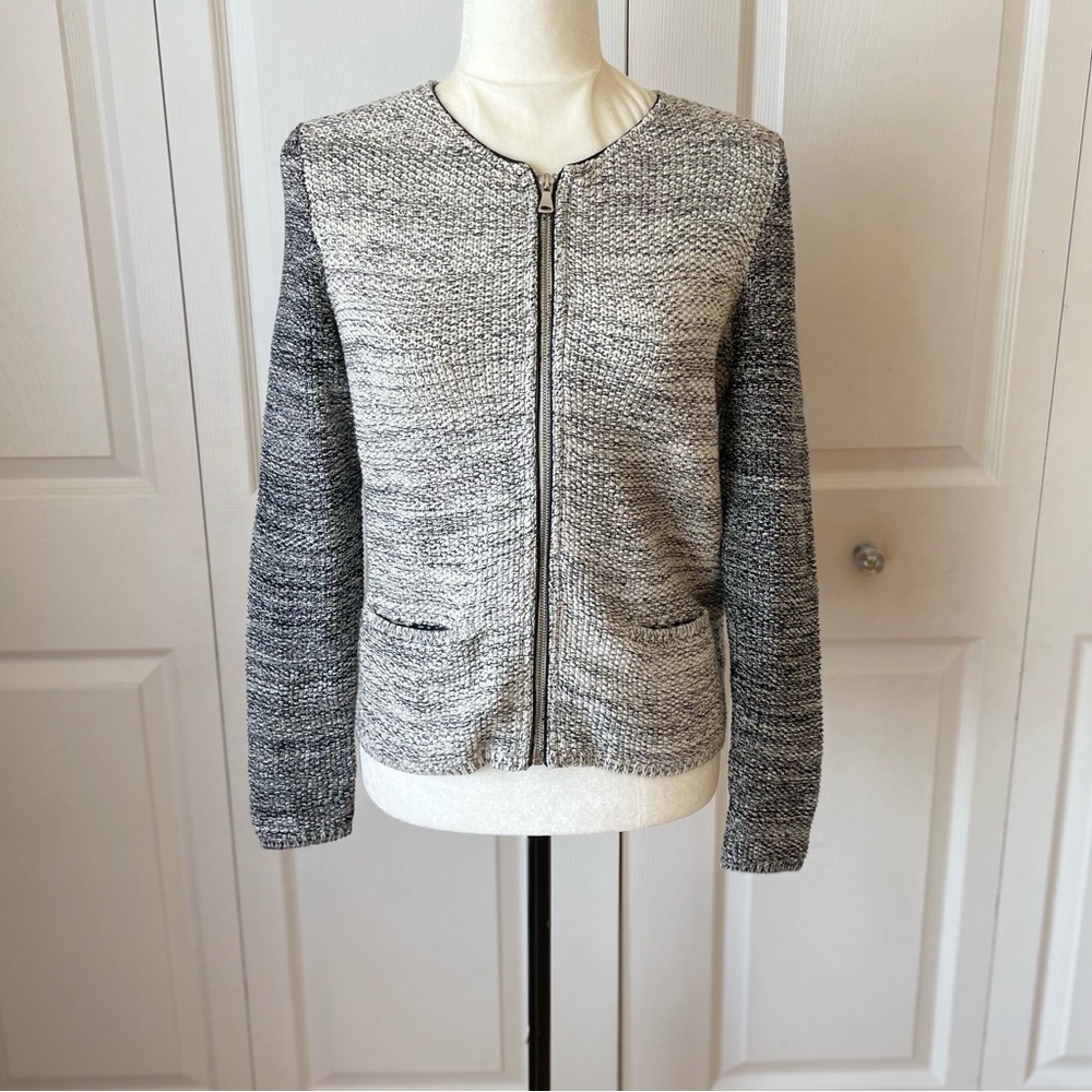 Talbot Colorblock Knit Zipper Cardigan Jacket black and white metallic Size SP - Picture 8 of 10